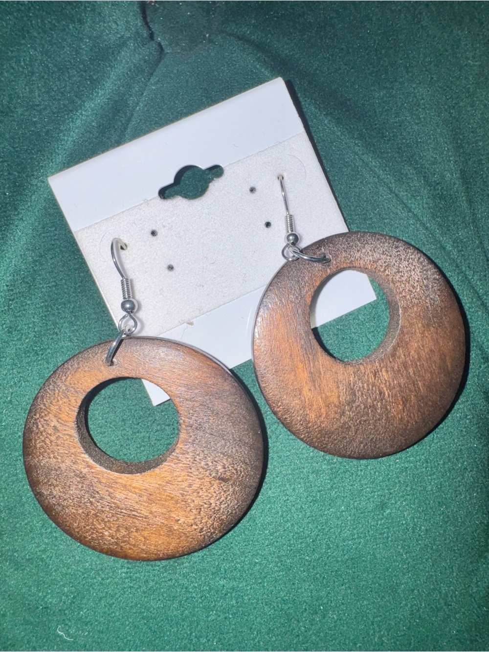 Wooden Hoop Drop Earrings in Brown